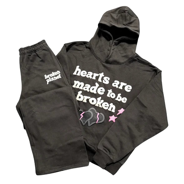 BROKEN PLANET 'HEARTS ARE MADE TO BE BROKEN' SOOT BLACK TRACKSUIT