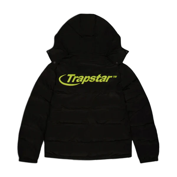 Trapstar Black Lime Hyperdrive Detachable Hood Puffer Jacket