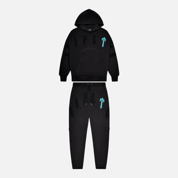 TRAPSTAR IRONGATE ARCH CHENILLE 2.0 HOODED TRACKSUIT - BLACK/TEAL