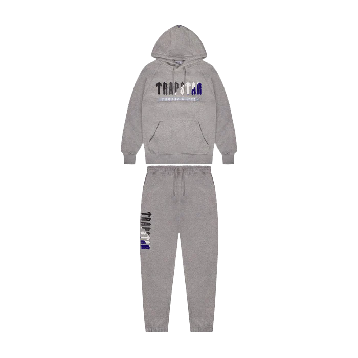 Trapstar Chenille Decoded 2.0 Hooded Tracksuit - Grey/Dazzling Blue